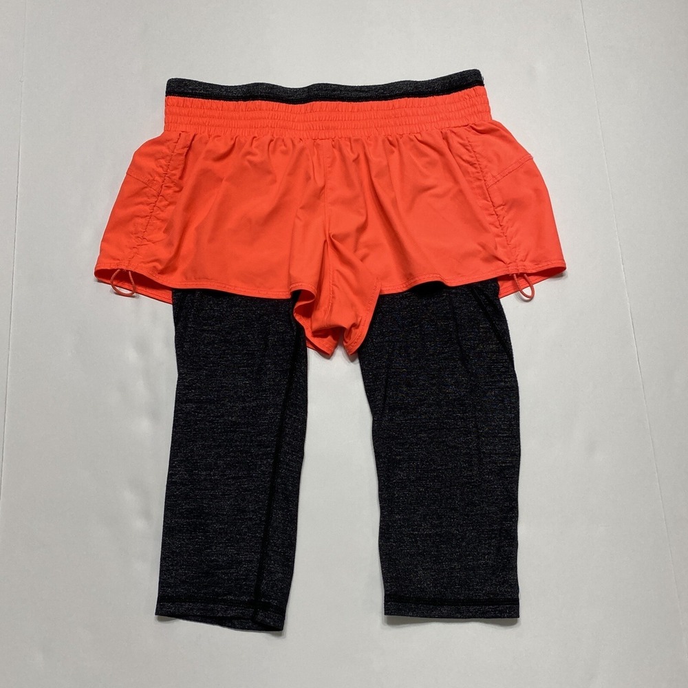 Athleta Womens Shorts Legging Dynamic Duo Knicker Size XSP Orange Black Capri
